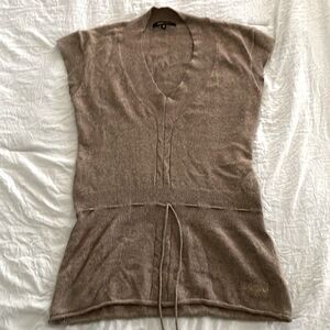 BCBG Max Azria Sleeveless V-Neck Pullover Sweater Taupe Brown Size M